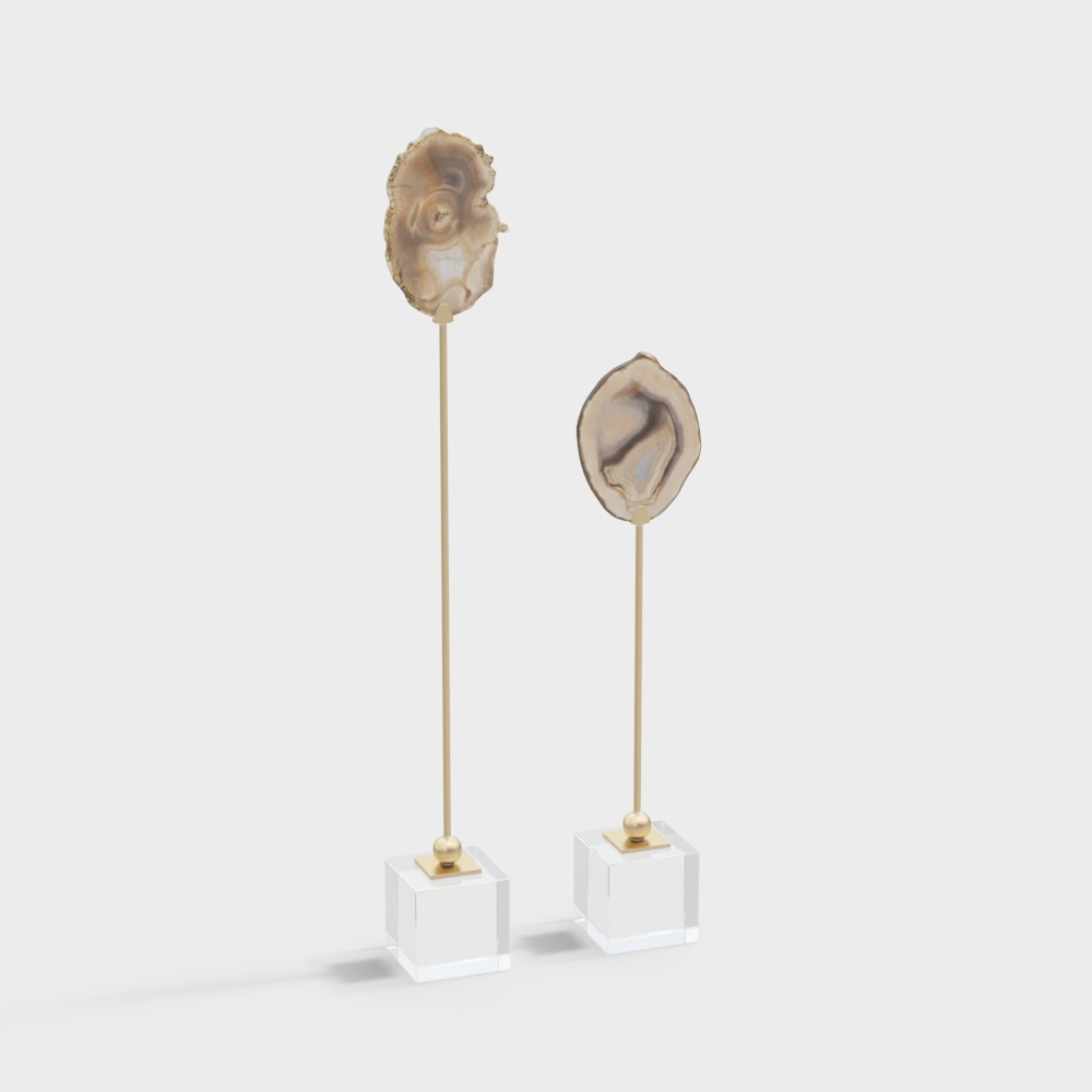 Shell Art Stand 3D Model – Textured Shell with Gold Accents