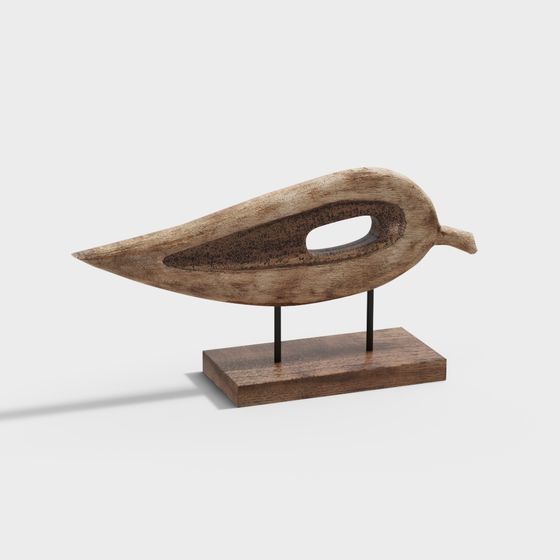 Realistic 3D Wooden Bird Model