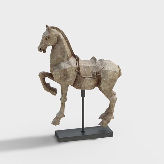 Low Poly Wooden Horse 3D model