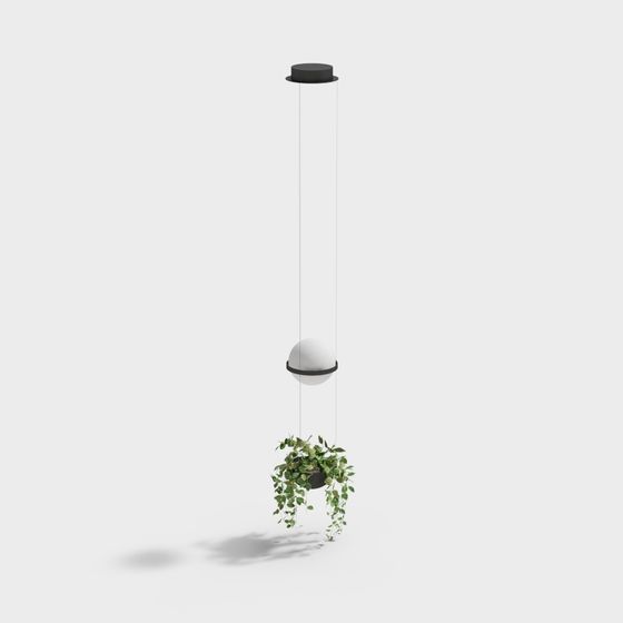 Hanging Plant Pendant Light 3D model: Modern Minimalist Artpiece