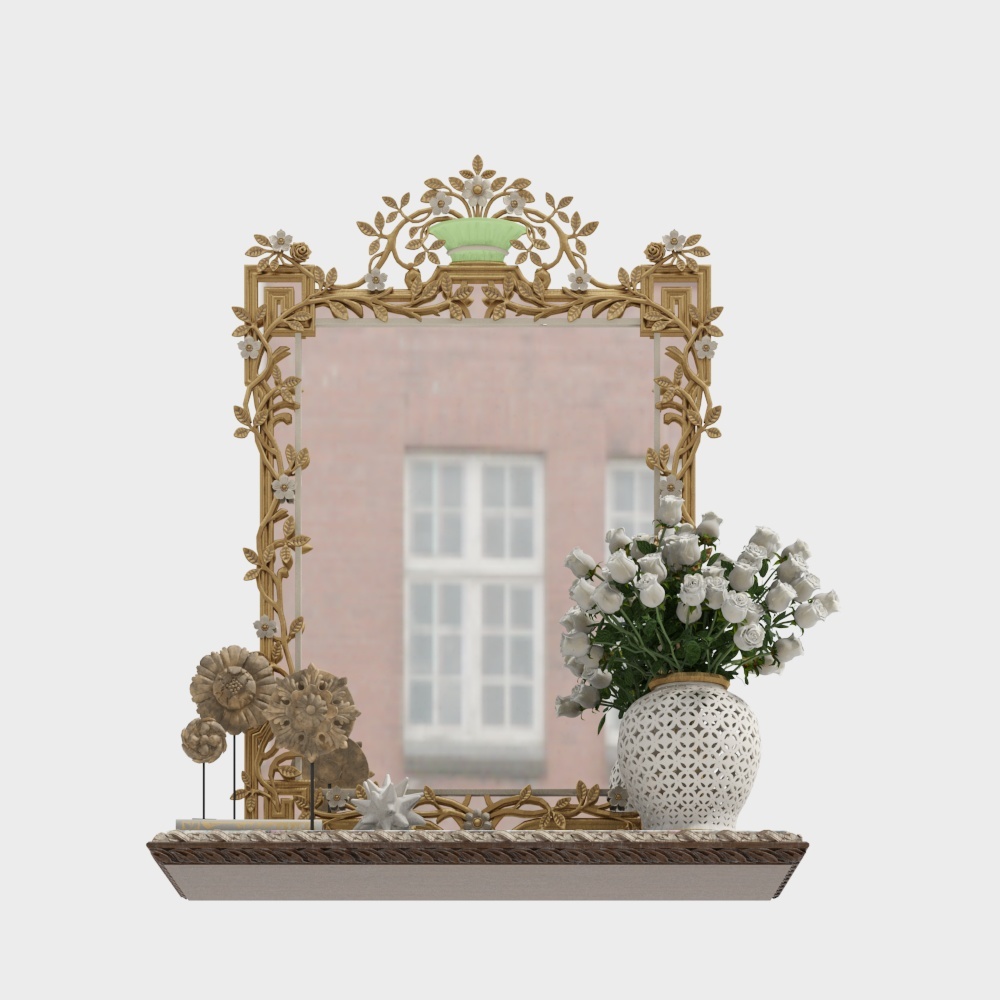 Vintage Floral Mirror 3D model