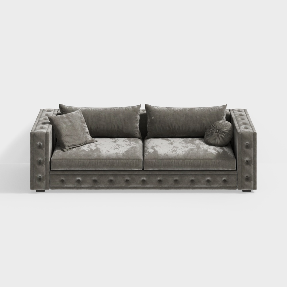 Contemporary Black Loveseats 3D Model – Sleek Fabric Seating