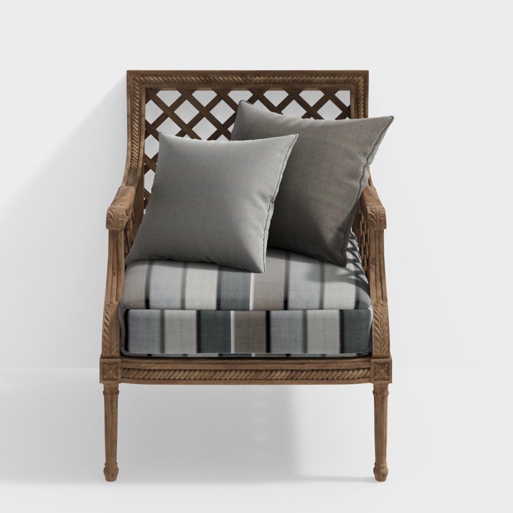 Retro Rattan Chair 3D Model – Low-Poly Vintage Style