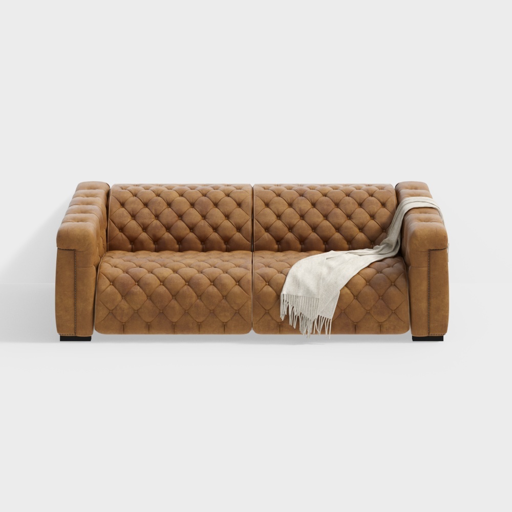 Art Moderne Black & Earth Loveseats 3D Model