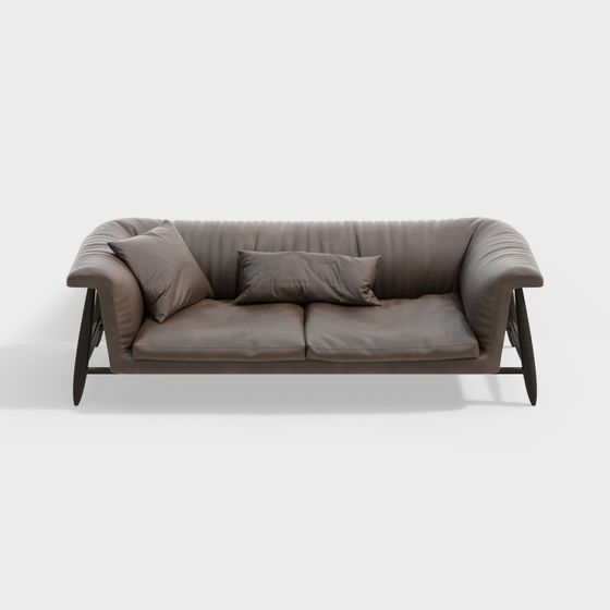 Curved Low Polygon Sofa 3D model for Modern Interiors