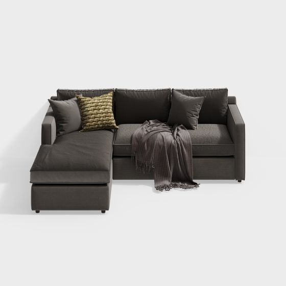 Stylish Low-Polygon Sofa 3D Model