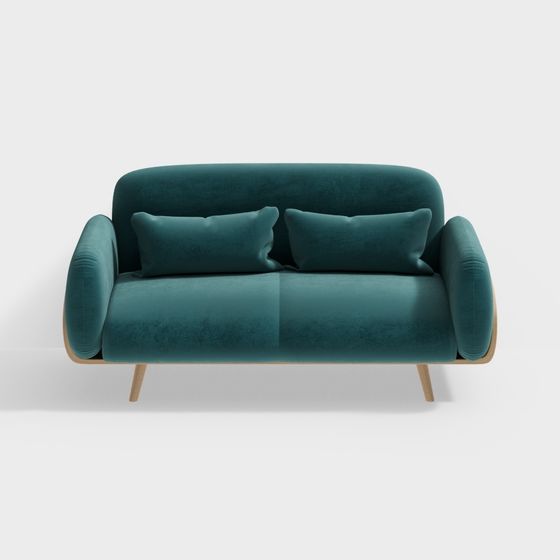 Elegant Peacock Blue Sofa 3D Model
