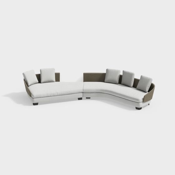 Elegant Curved Sofa 3D model for Contemporary Spaces