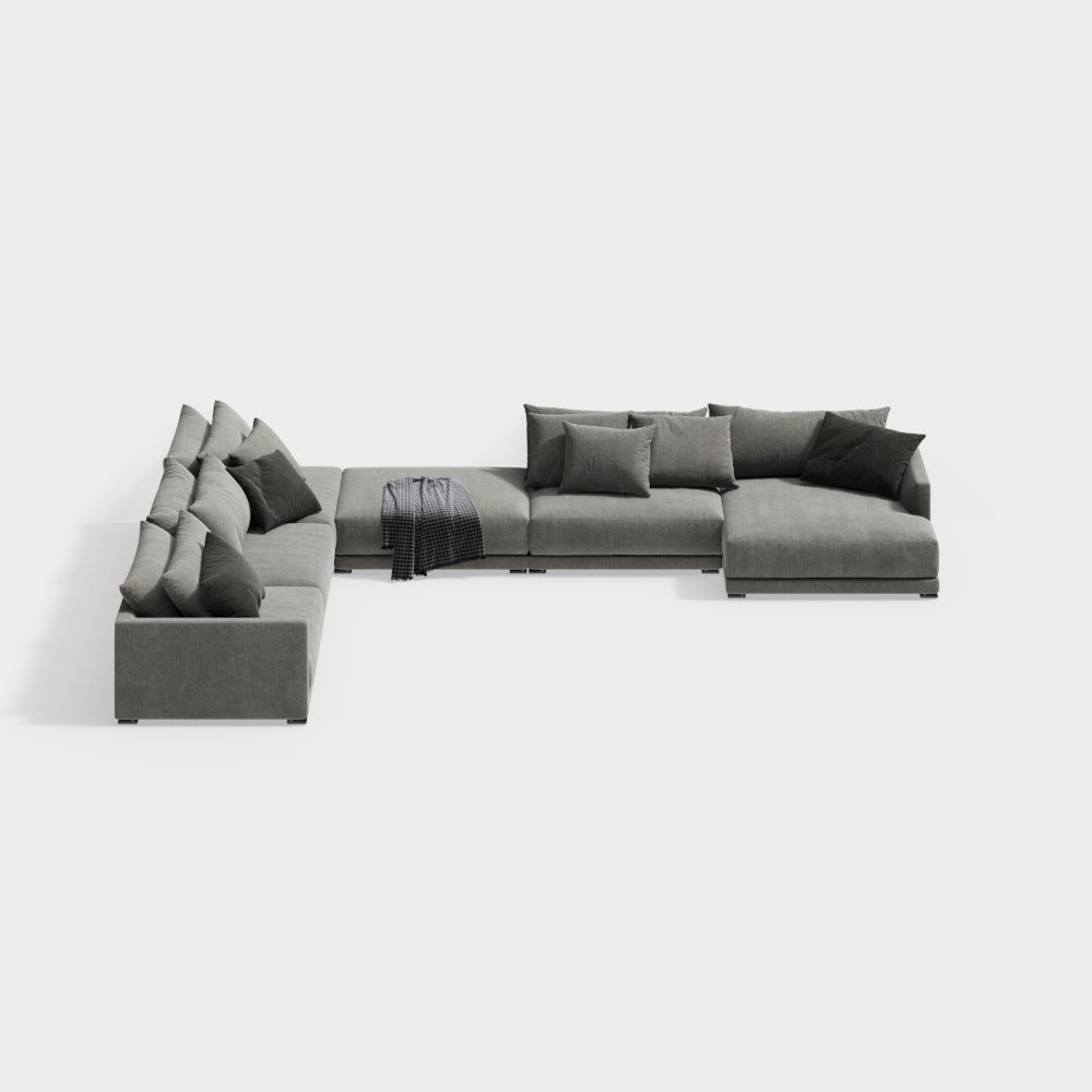 Modern Low-Polygon Comfortable Sofa 3D model