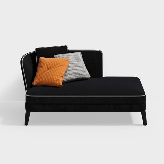Luxury European Black Chaise Lounge 3D Model