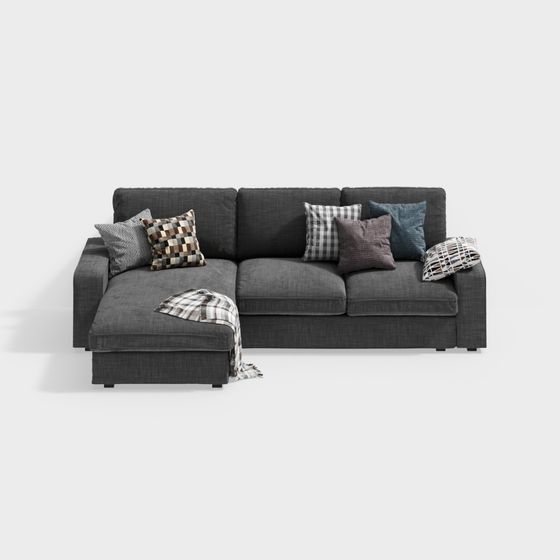 Earth Color L-Shaped Sofa 3D Model for Cozy Spaces