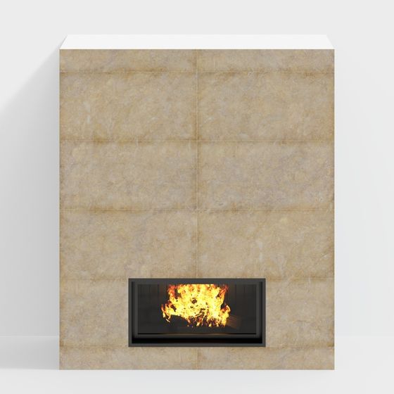 Chic Minimalist Fireplace Wall 3D model for Modern Interiors