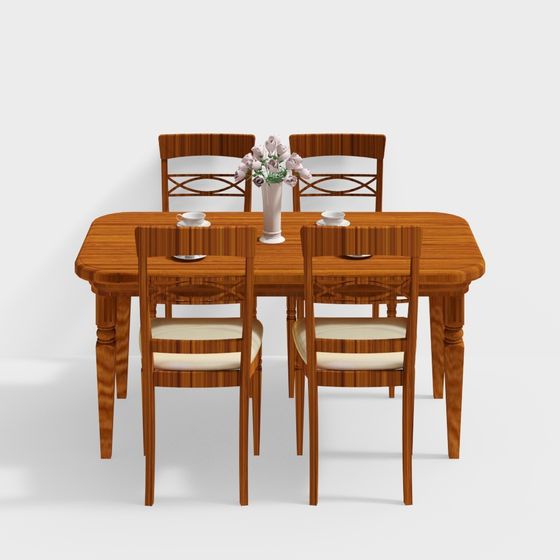 Vintage Dining Table Chair 3D model