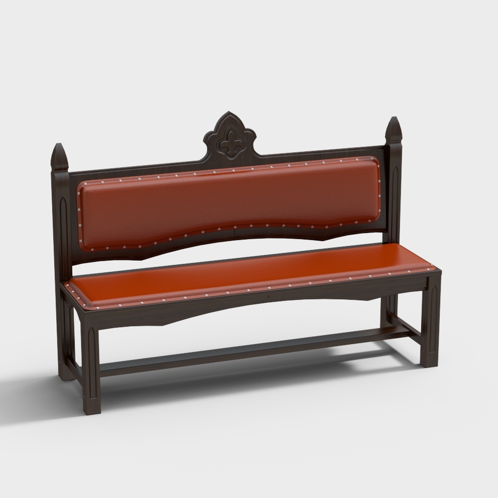 Vintage Church Pew 3D model