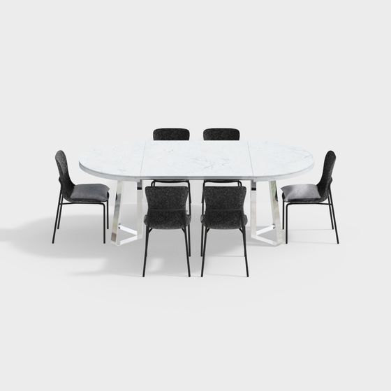 Urban Living Room Dining Table and Chairs Set 3D model
