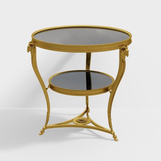 Elegant Golden Round Table 3D model for Classic Interiors