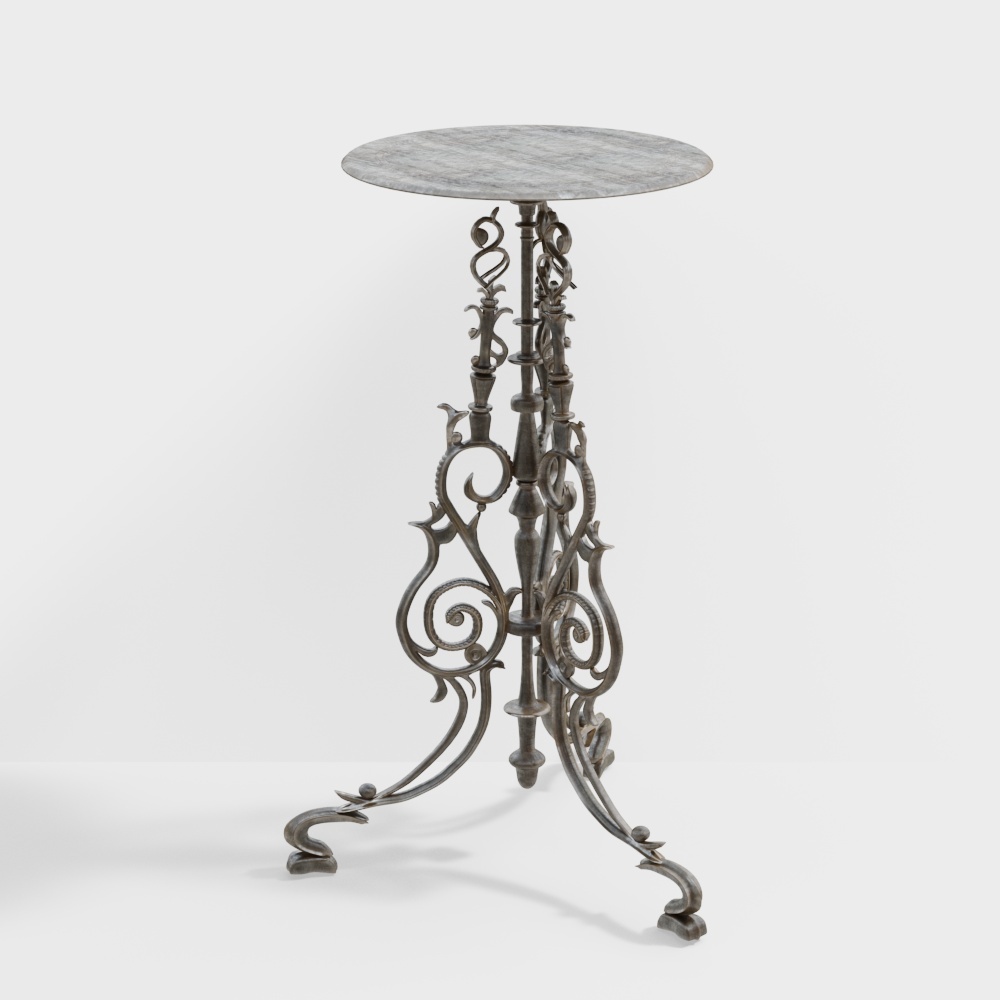 Vintage Wrought Iron Round Table 3D model