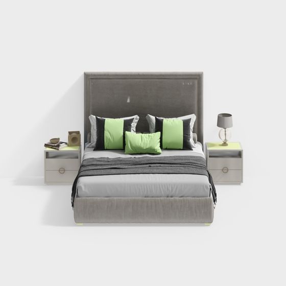 Elegant Modern Bed 3D model for Stylish Interiors