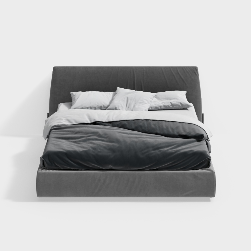 Giường cỡ queen màu xám