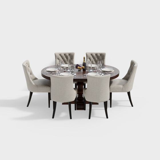 Elegant Round Dining Table 3D model for Modern Homes