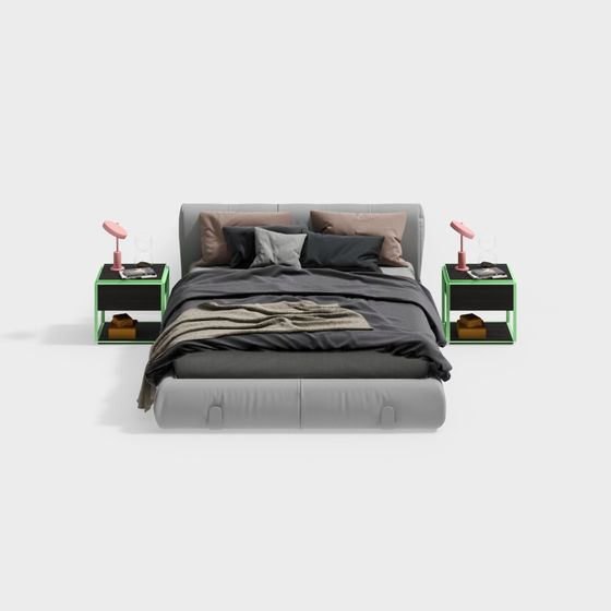 Elegant Low-Poly Bed 3D model for Modern Interiors