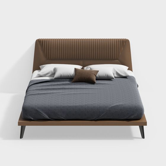 кровать королевского размера серая