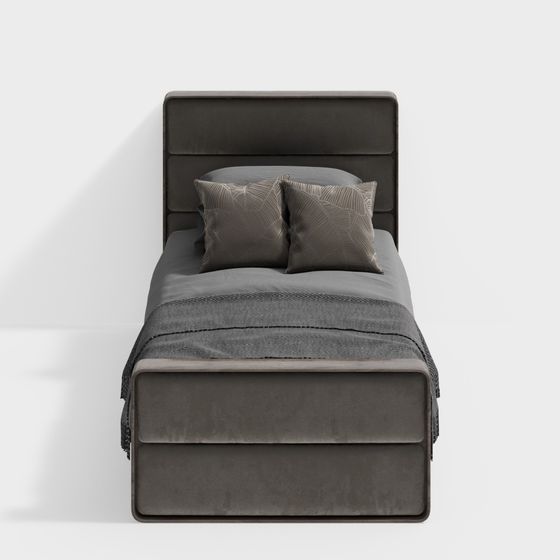 Twin Bed 3D Model in Black for Kids' Rooms