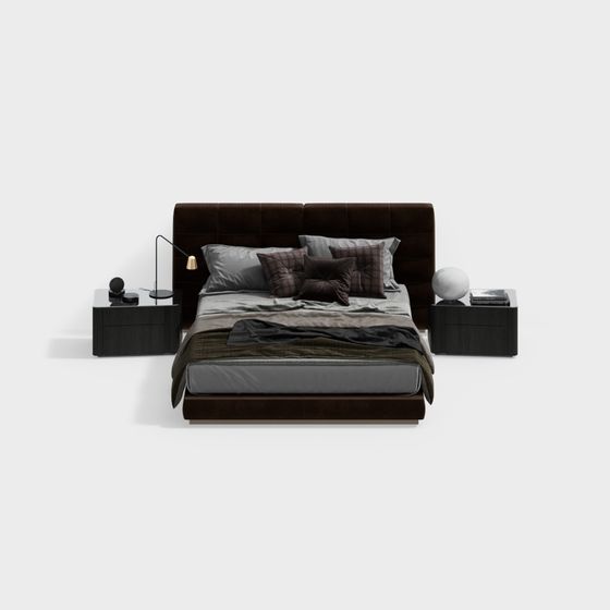 Sophisticated 3D Model of Modern Bed for Home Design
