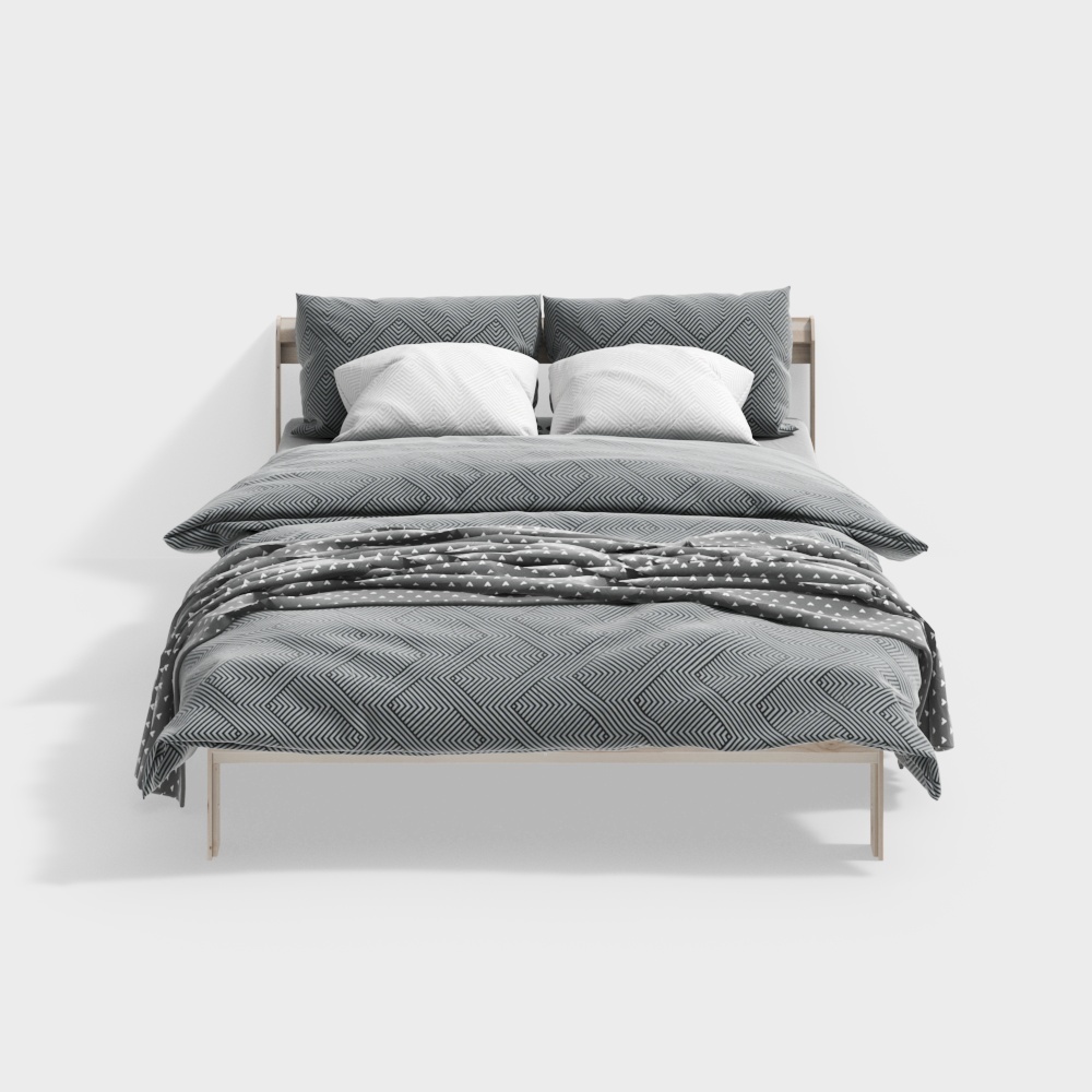 кровать королевского размера серая