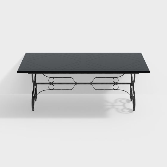 Vintage Wrought Iron Dining Table 3D model