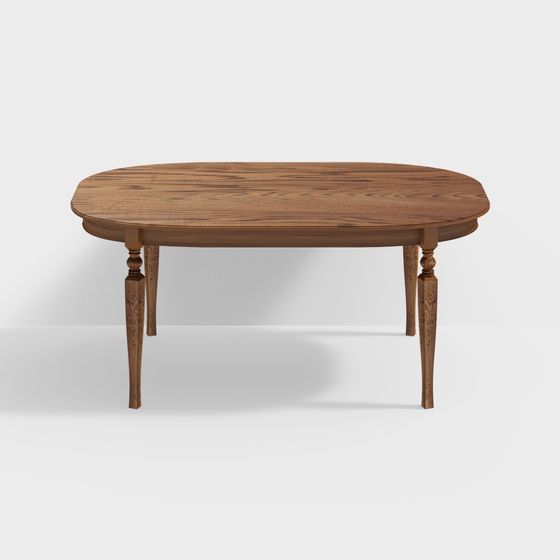 Vintage Oval Dining Table 3D model