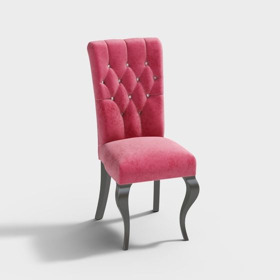 Elegant Velvet Princess Chair 3D model