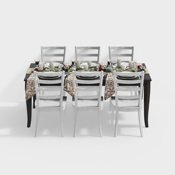 Chic 3D Dining Table and Chair Set Model for Cozy Spaces