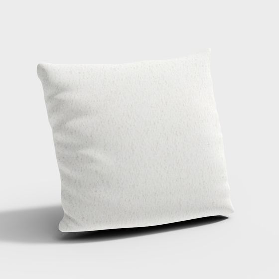 Modern square white fabric cushion with soft texture and clean lines on white background