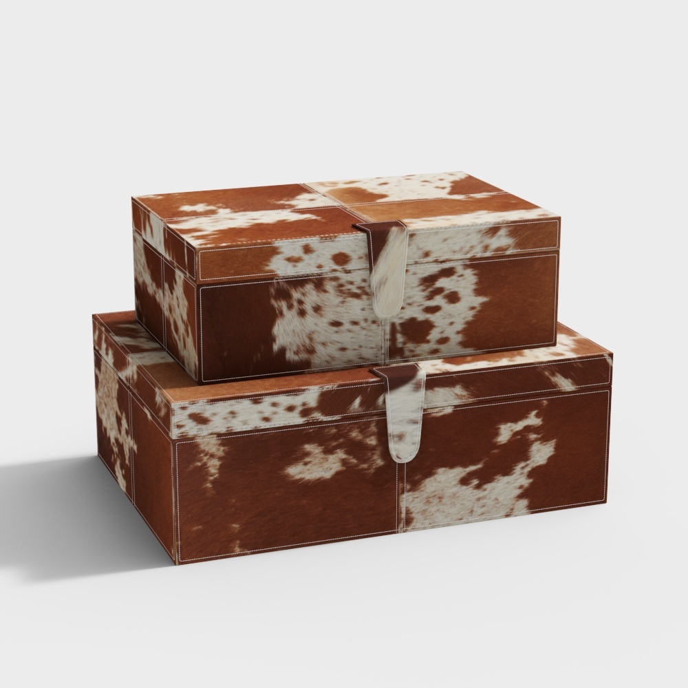 Vintage Leather Storage Boxes 3D model