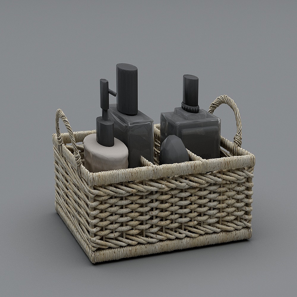 Woven Basket and Skincare Set 3D model