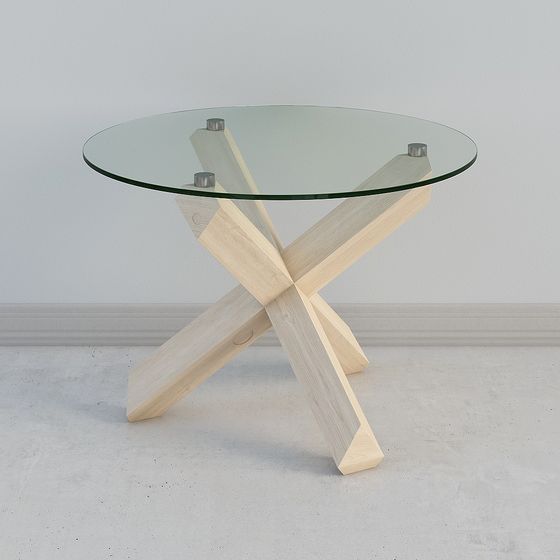 X-Cross Glass Table 3D model for Modern Interiors