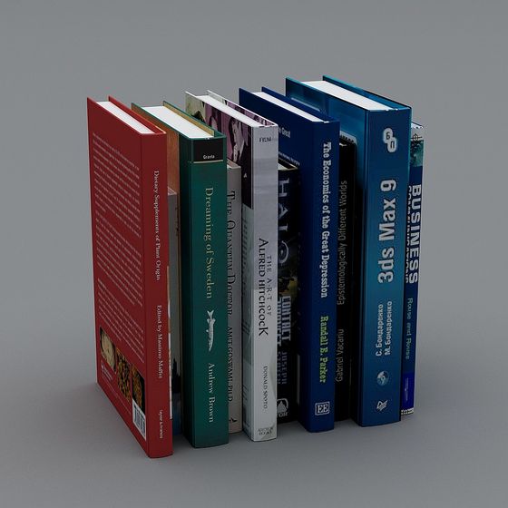 Low-Poly High-Detail 3D Bookshelf Model