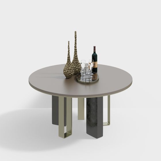 Luxurious Fendi Casa Dining Table 3D Model in Earth Color