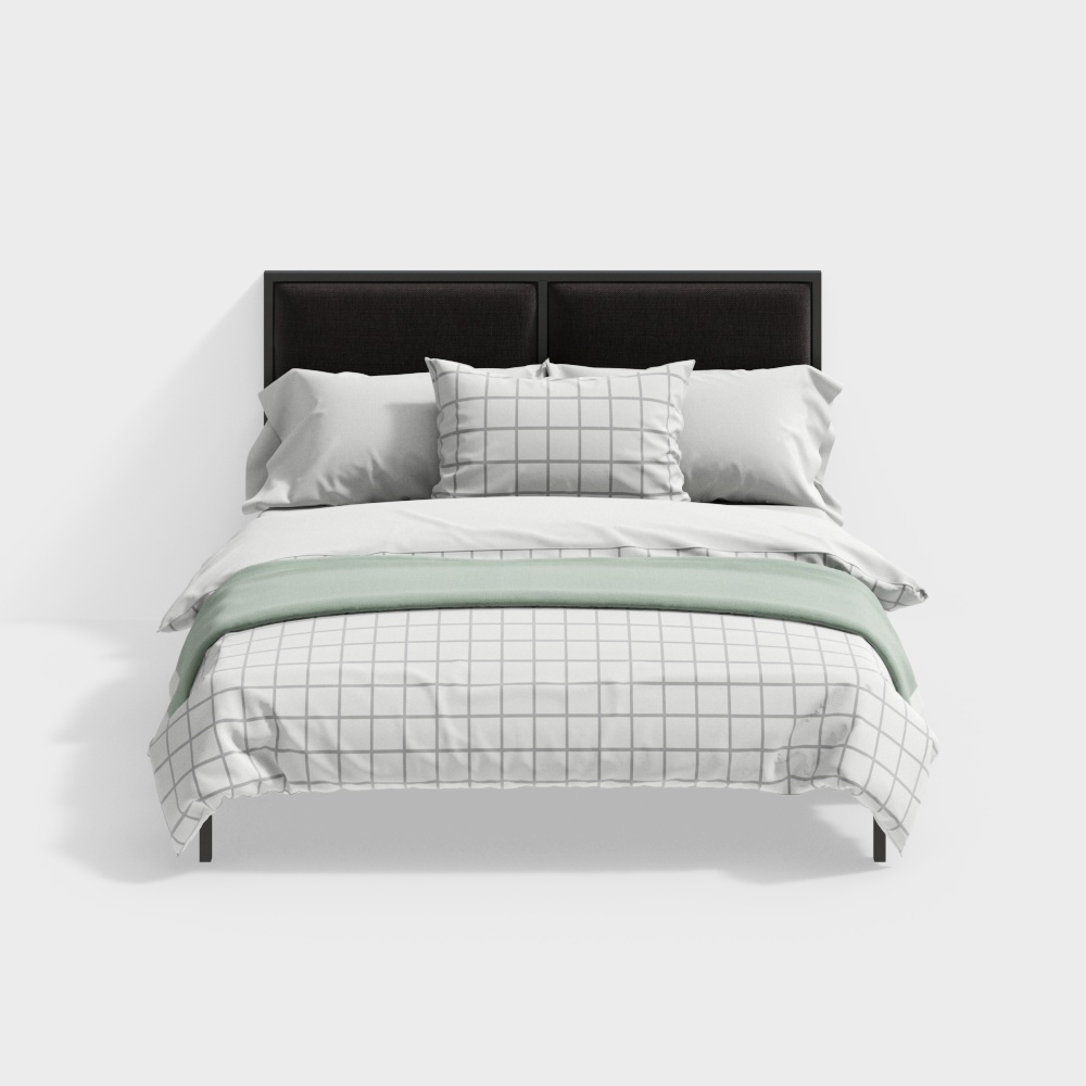 Elegant Low-Polygon Bed 3D Model for Modern Spaces