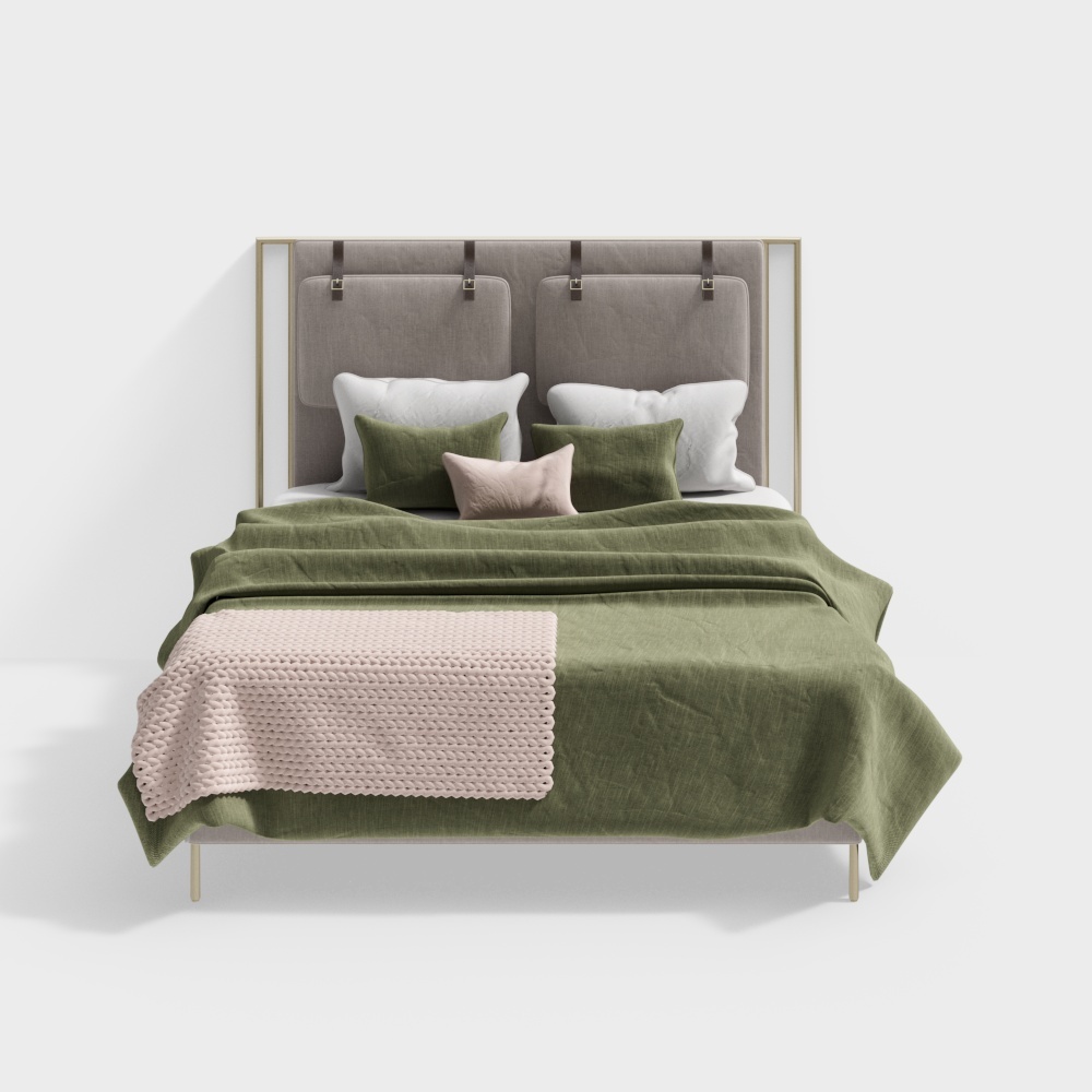 Urban Retreat Bed 3D Model – Modern Leather Design