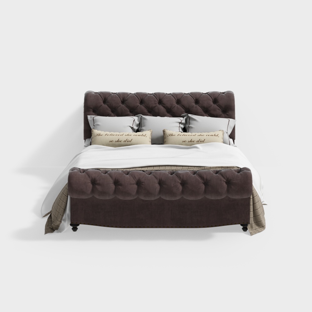 Elegant Low-Poly Bed 3D Model for Modern Interiors