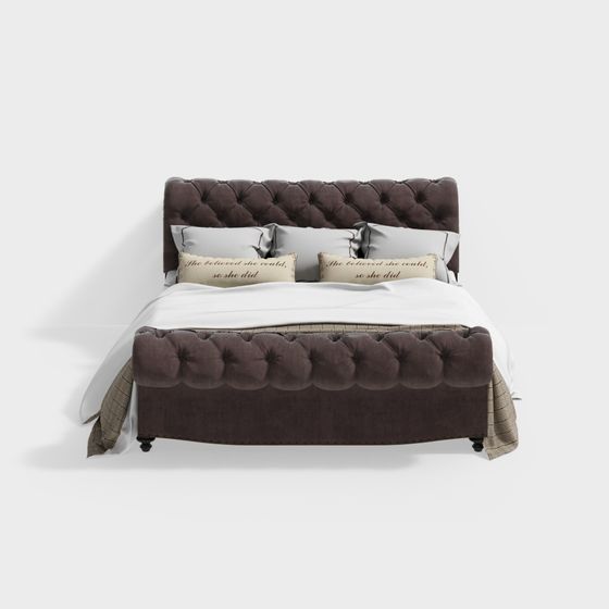 Elegant Low-Poly Bed 3D Model for Modern Interiors