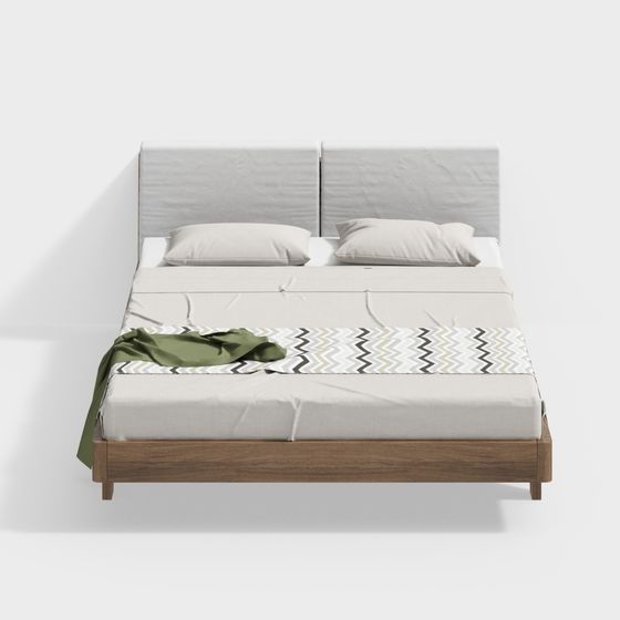 Stylish Minimalist Bed 3D model