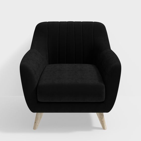 Elegant Black Velvet Armchair 3D model