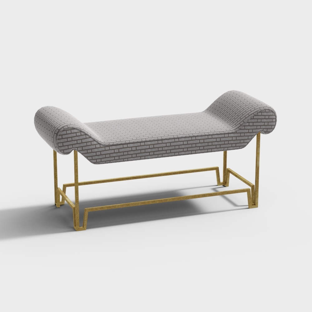 Elegant Brick Texture Bench 3D model