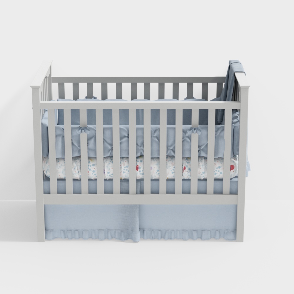 Low-Poly Baby Crib 3D Model