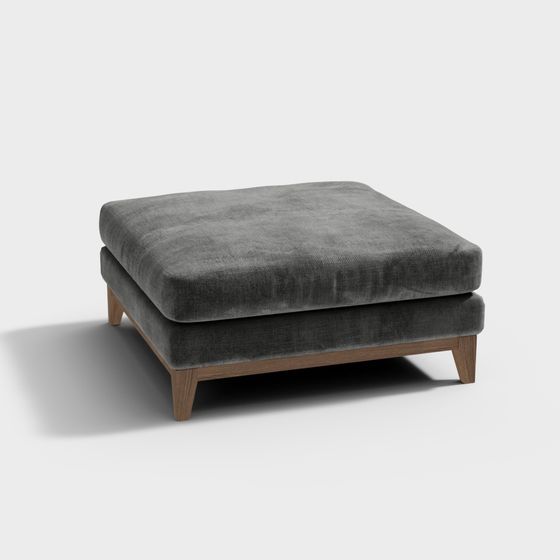 Square Ottoman 3D Model in Black