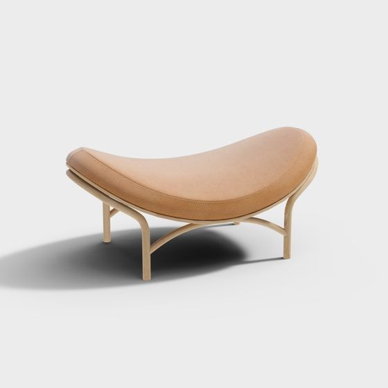 Earth Color Lounge Stool 3D Model