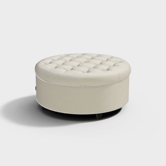 Elegant Round Leather Ottoman 3D model